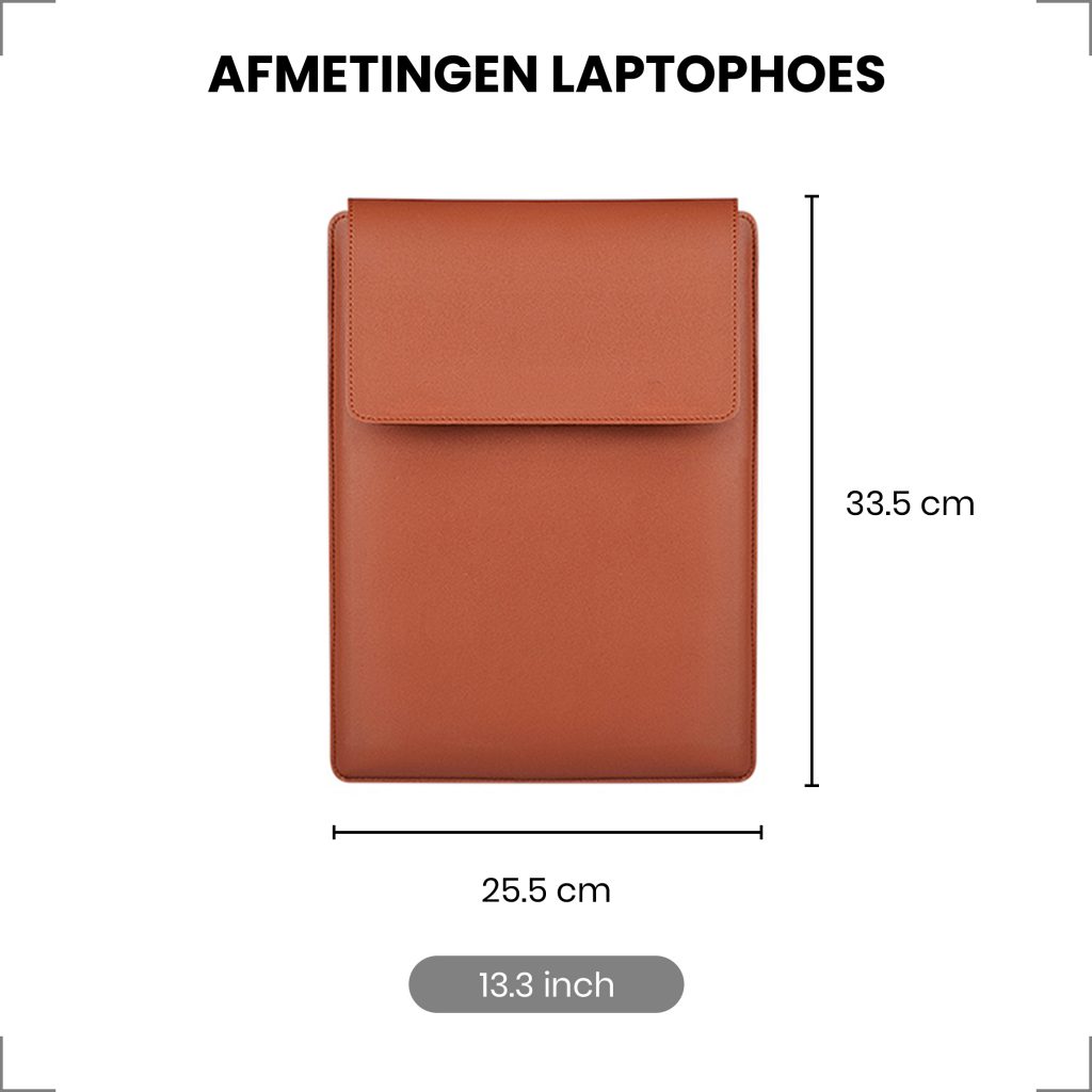 Laptophoes 13.3 Inch - Ergonomische Sleeve met Muismat - Bruin Leer - 123laptophoezen.nl
