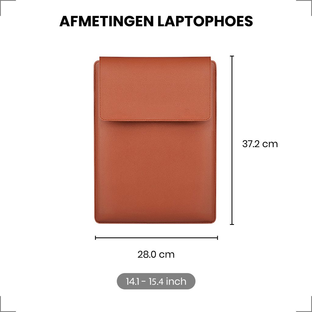 Laptophoes 14 inch - Ergonomische Sleeve met Muismat - Bruin Leer - 123laptophoezen.nl