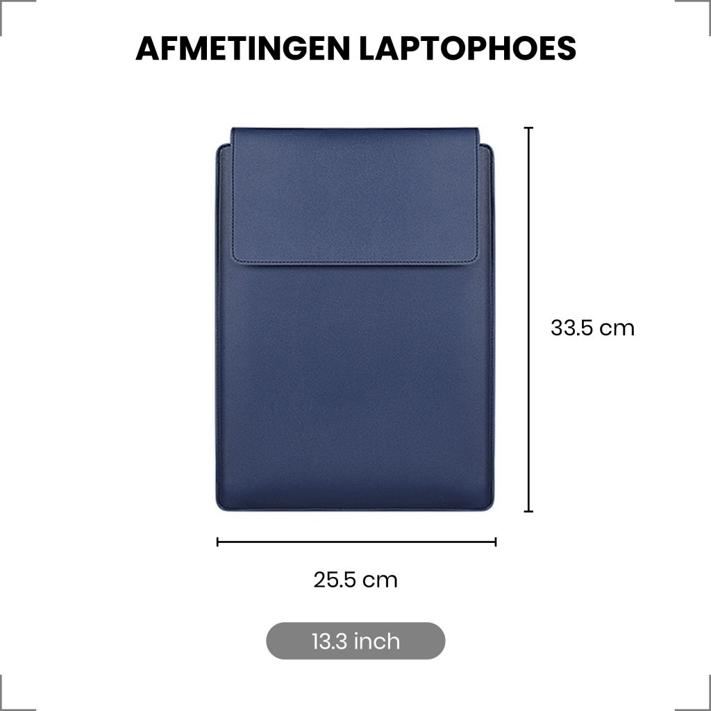 Laptophoes 13.3 Inch - Ergonomische Sleeve met Muismat - Blauw Leer - 123laptophoezen.nl