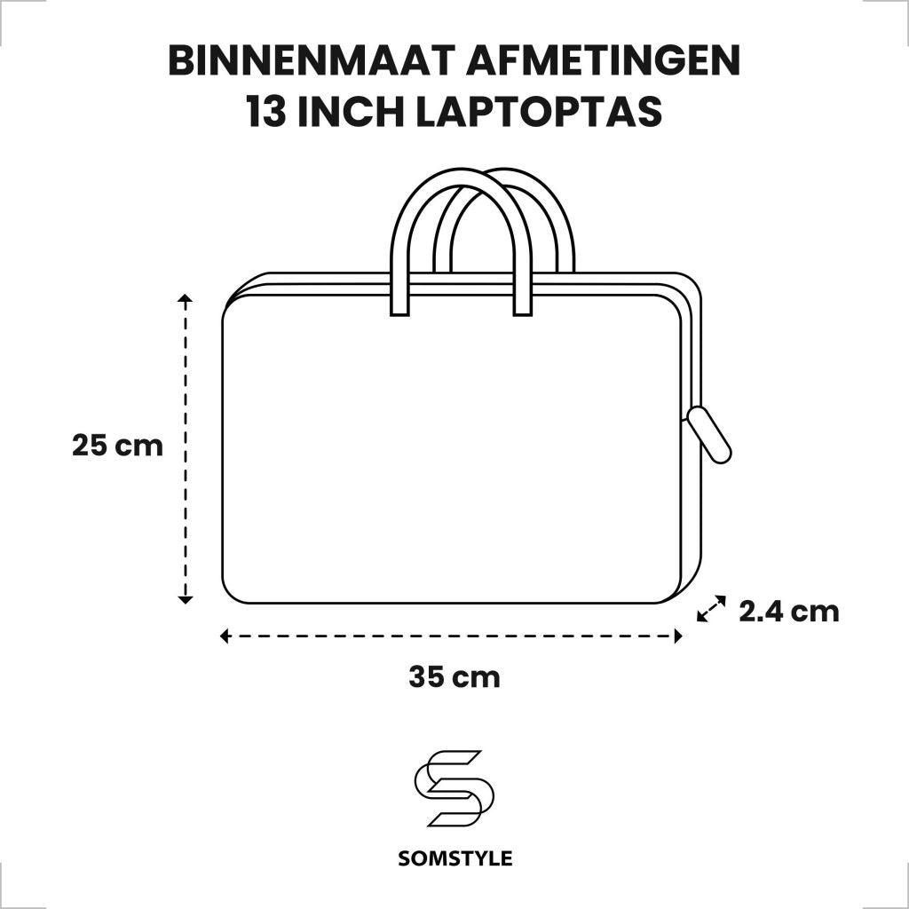 Laptophoes 13.3 Inch - Sleeve met Handvat - Wit Marmer - 123laptophoezen.nl