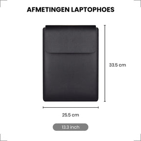Laptophoes 13.3 Inch - Ergonomische Sleeve met Muismat - Zwart Leer - 123laptophoezen.nl